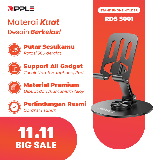 Ripple phone holder desktop stand holder HP full metal foldable stand HP model RDS S001