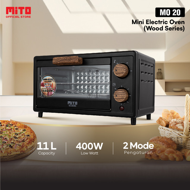 MITO Oven Listrik Mini MO20 11L Wood Pemanggang Kue