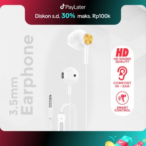 Headset JOYSEUS Wired Headset Wired Earphone Bass Android Ponsel Earphones Headphones Microphone White