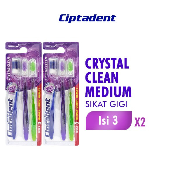 Ciptadent Sikat Gigi Crystal Medium Isi 3 x2