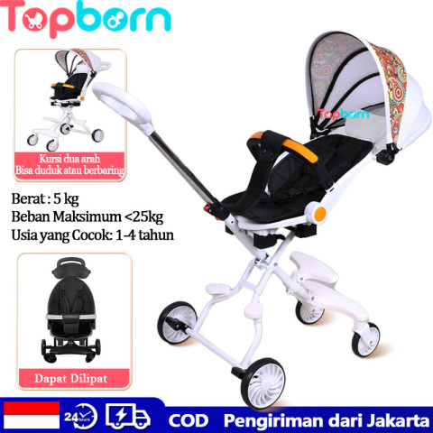 Topborn Stroller Duduk Dan Derbaring Lipat Cepat Stroller Yang Dapat Didorong Dua Arah