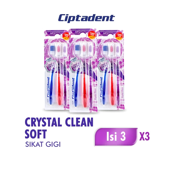 Ciptadent Sikat Gigi Crystal Clean Soft Kotak Isi 3 x3