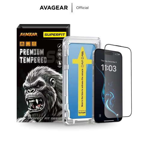 AVAGEAR MAGIC SUPERFIT Privacy/Clear HD Glossy Tempered Glass Anti-Spy Untuk iPhone X XS XR 11 12 Mini 13 14+ 15 16 Pro Max Dengan Lubang Kamera & Pelindung Speaker Anti Debu 9H Tahan Air Privasi Protector 120 Hz Sensitivitas Full Cover Mudah Pasang