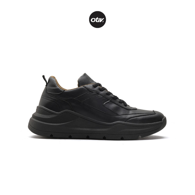 Otiv Vilinus Black - Sepatu Sneakers Kulit Casual Pria Kuliah Kerja Traveling Riding