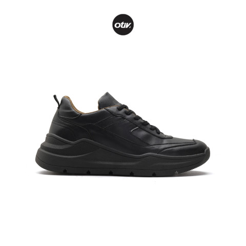 Otiv Vilinus Black - Sepatu Sneakers Kulit Casual Pria Kuliah Kerja Traveling Riding