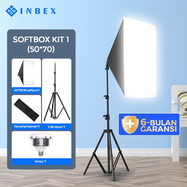 【K】【24H Shipping】【Warranty 180 HARI】【COD】INBEX Konten Kreator Softbox Lighting 3000K 6000k 50x70cm untuk vlog Live Streaming Studio Lampu Video