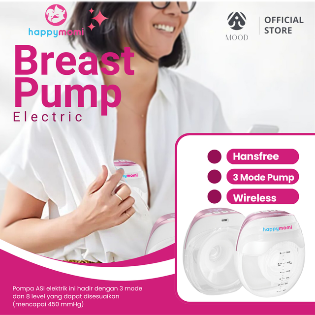 Happy Momi Pompa Asi Elektrik Portable Rechangable Single Electric Breast Pump Tanpa Rasa Sakit 3 Mode