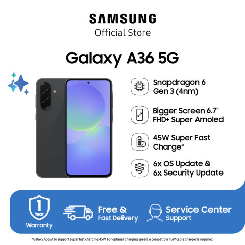 Samsung Galaxy A36 5g 12/256Gb - [Upgrade from 8/256 Gb] |   Galaxy Ai |   Ai Smartphone |   Snapdragon 6 Gen 3 |   45W Super Fast Charge