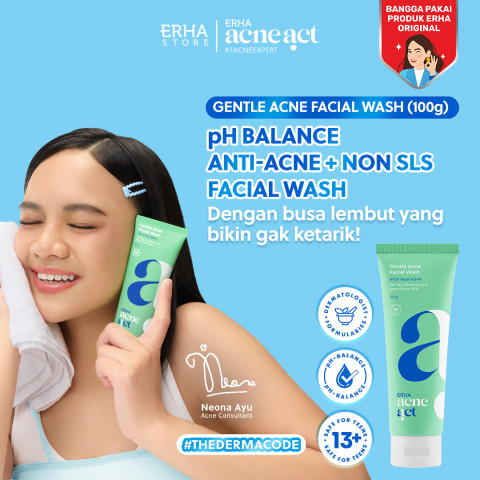 ERHA Acneact Low Ph Gentle Facial Wash 100g - Sabun Wajah Lembut di Kulit Gak Bikin Ketarik | Ph Balanced | NON SLS