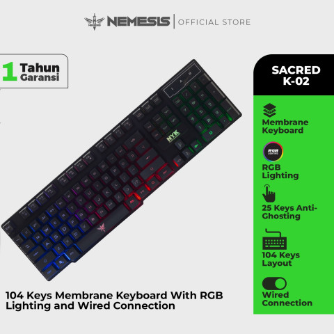 NEMESIS Keyboard Gaming Sacred Full Size K-02 Free Keycaps & Keycaps Puller