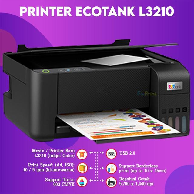 Printer Epson L3210 / L3211 / L3216 All In One Print Scan Copy Multifunctions Epson L121 / L1210 / L1216 Print Only Single Function A4 Bergaransi New