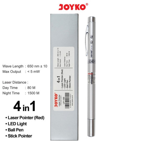 Laser Pointer 4 In 1 Penunjuk Laser Senter Pulpen Joyko LP-100