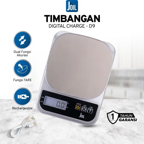 Joil Timbangan Dapur Digital 0.5gr/5Kg & 0.1gr/3Kg Plat Stainless Steel Akurat dengan Fitur Tare Chargeable - D9 Kitchenware