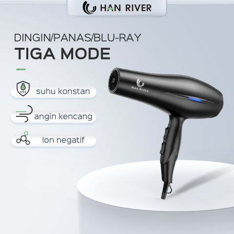 (COD)HAN RIVER HRHD01BK Hair dryer 800W Pengering Rambut Termurah Daya tinggi