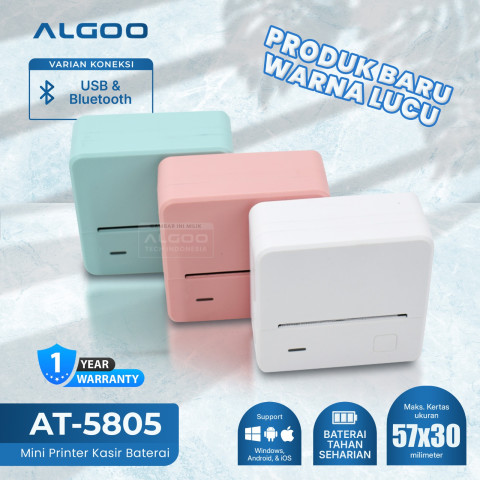 ALGOO AT-5805  Printer Struk Nota Thermal Bluetooth Tanpa Tinta