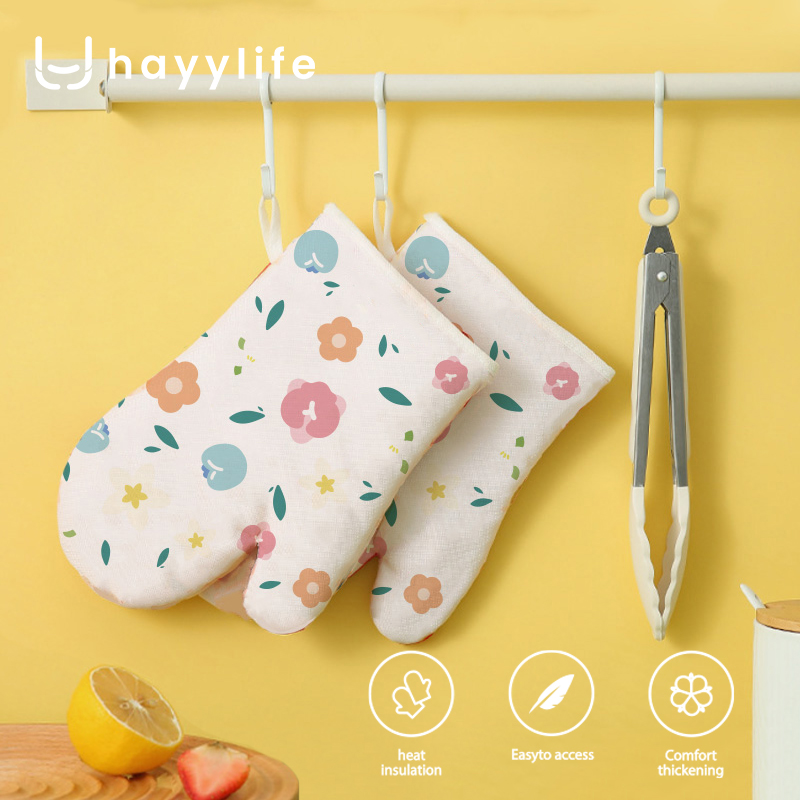 Hayylife Sarung Tangan Anti Panas - Sarung Tangan Anti Panas dengan Pola Bunga, Tahan Panas untuk Oven dan Penggunaan Dapur Lainnya, Tahan Suhu Tinggi, Anti Selip HL-ABA888