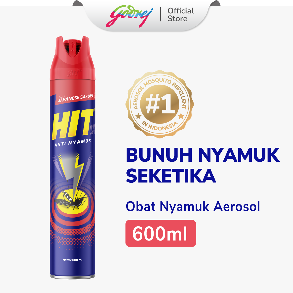 HIT Aerosol Japanese Sakura Obat Nyamuk - 600ml - Basmi Nyamuk DBD