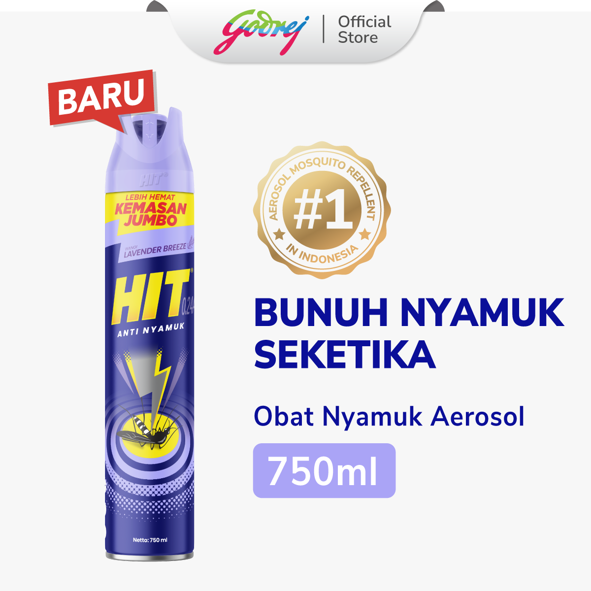 HIT Aerosol Obat Nyamuk Lavender Breeze 750ml - Basmi Nyamuk Demam Berdarah
