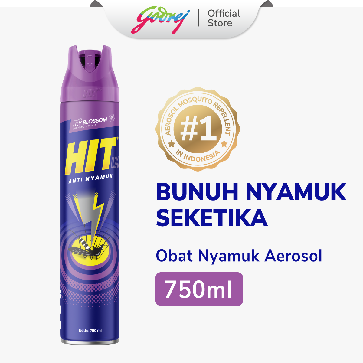HIT Aerosol Obat Nyamuk Lily Blossom 750ml - Basmi Nyamuk Demam Berdarah