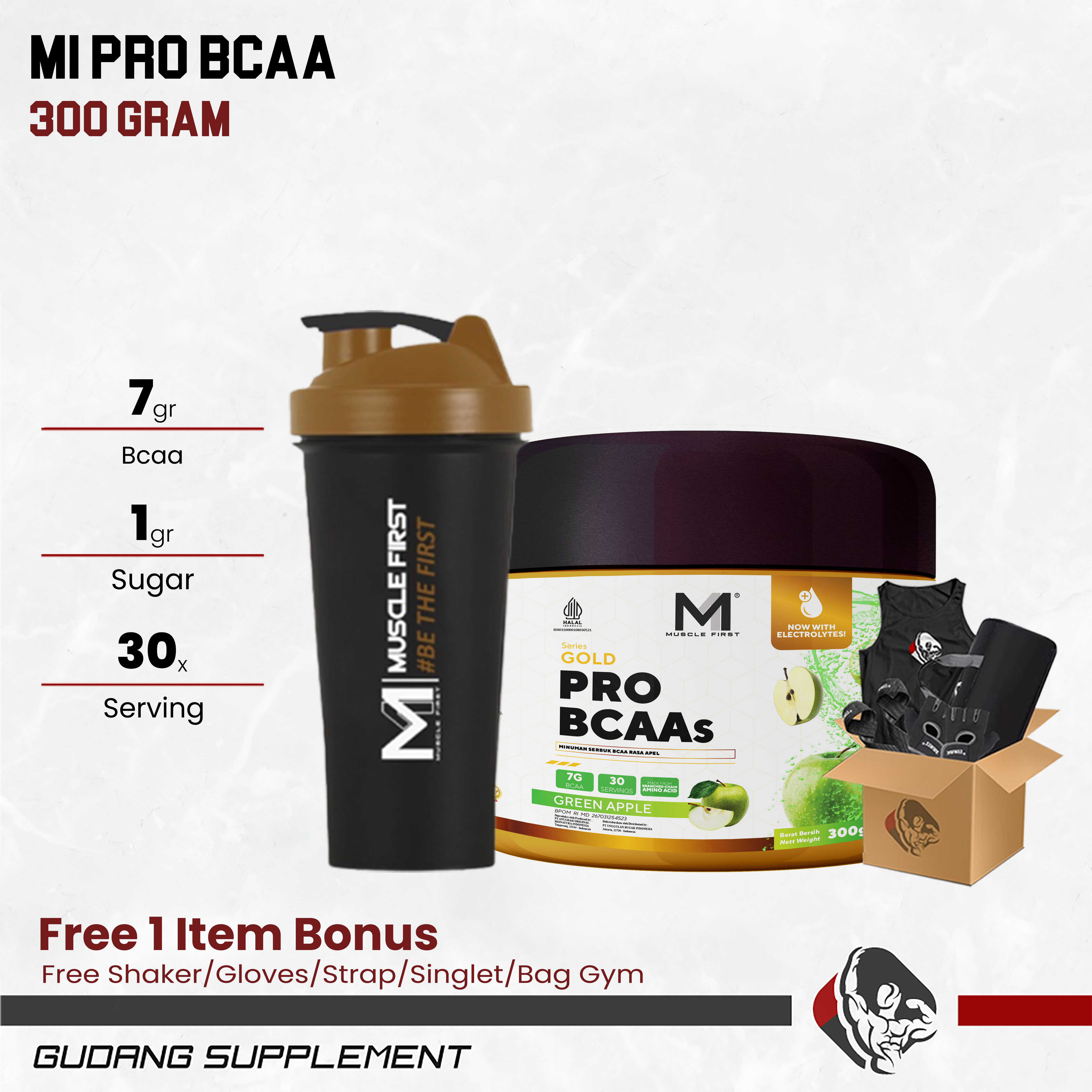 M1 Muscle First Gold Pro Bcaa 300 Gram BPOM Bcaa powder Gudang Supplemen