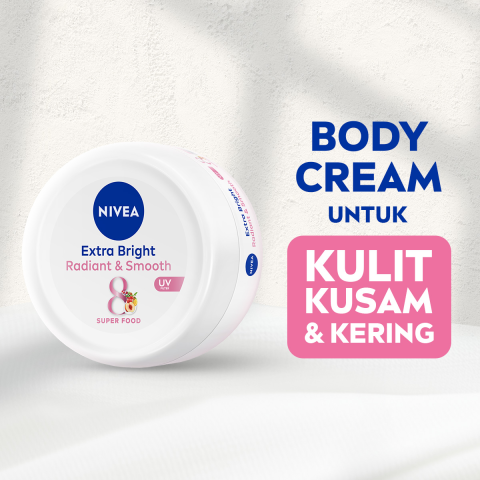 NIVEA Body Cream Extra Bright Radiant & Smooth UV Filter 100ml - Hand body krim lotion moisturizer mencerahkan kulit kusam halus lembut badan glowing brightening tone up serum melembabkan kulit kering - 40x Vitamin C UVA UVB Filter 8 Super food Image2
