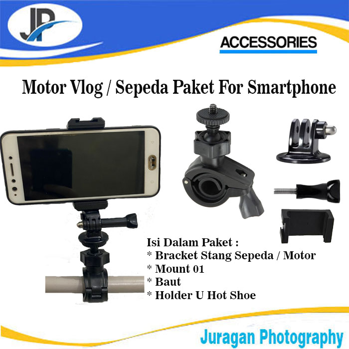 Motor Vlog / Moto Vlog Paket Bracket Sepeda For Smartphone