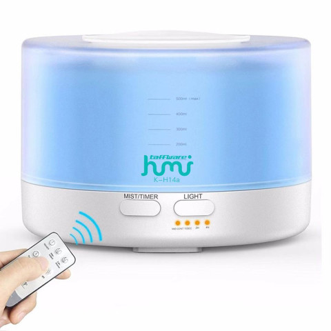 Taffware Air Humidifier Aromatherapy Oil Diffuser 7 Color 500ml with Remote Control - HUMI H14A - Wh Image1