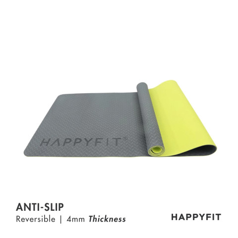 HAPPYFIT [FREE Strap] Yoga Mat Reversible TPE 4mm - Matras Yoga - Matras Olahraga Image2