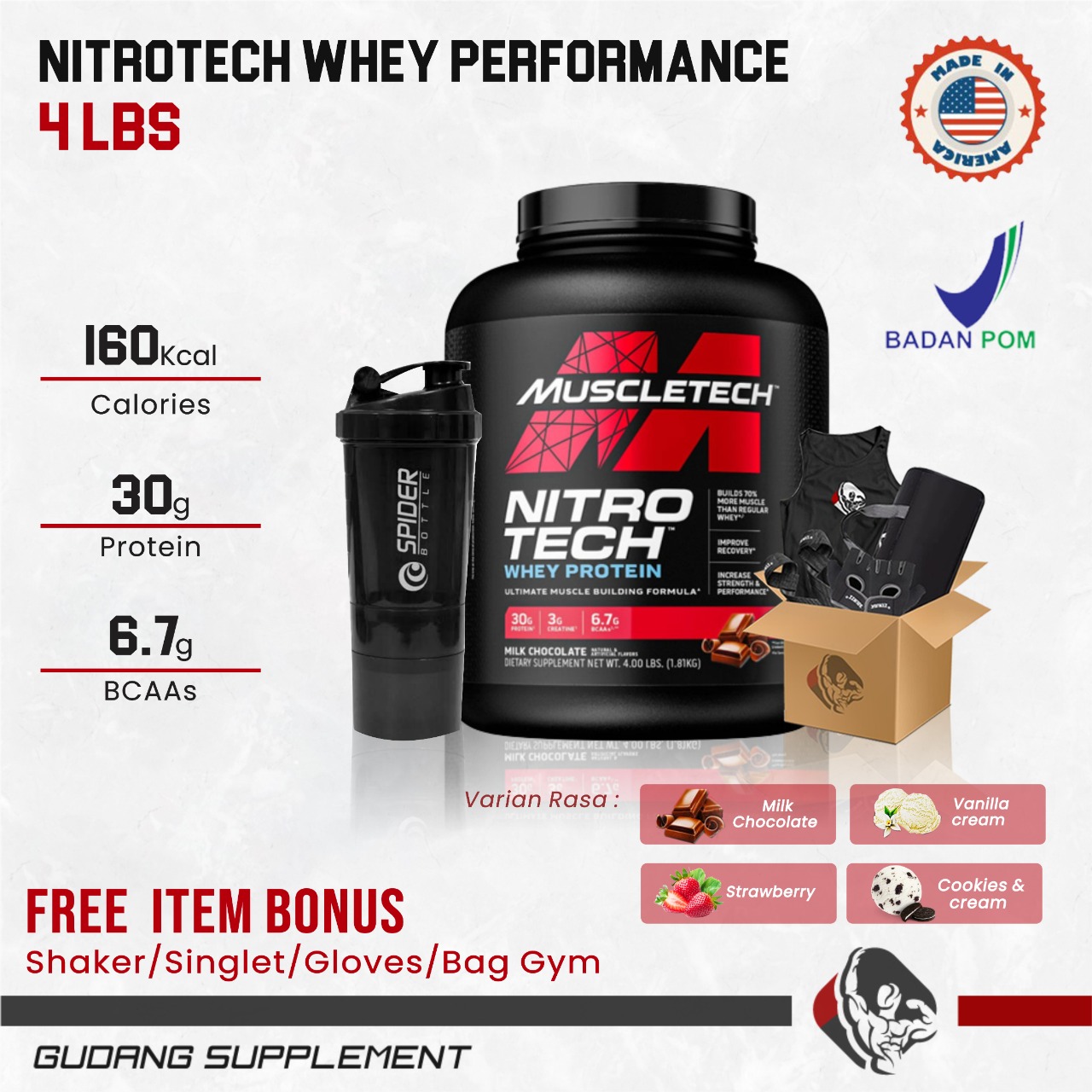 Muscletech Nitrotech 4 Lbs Nitrotech Performance Whey Protein Gudang Supplemen
