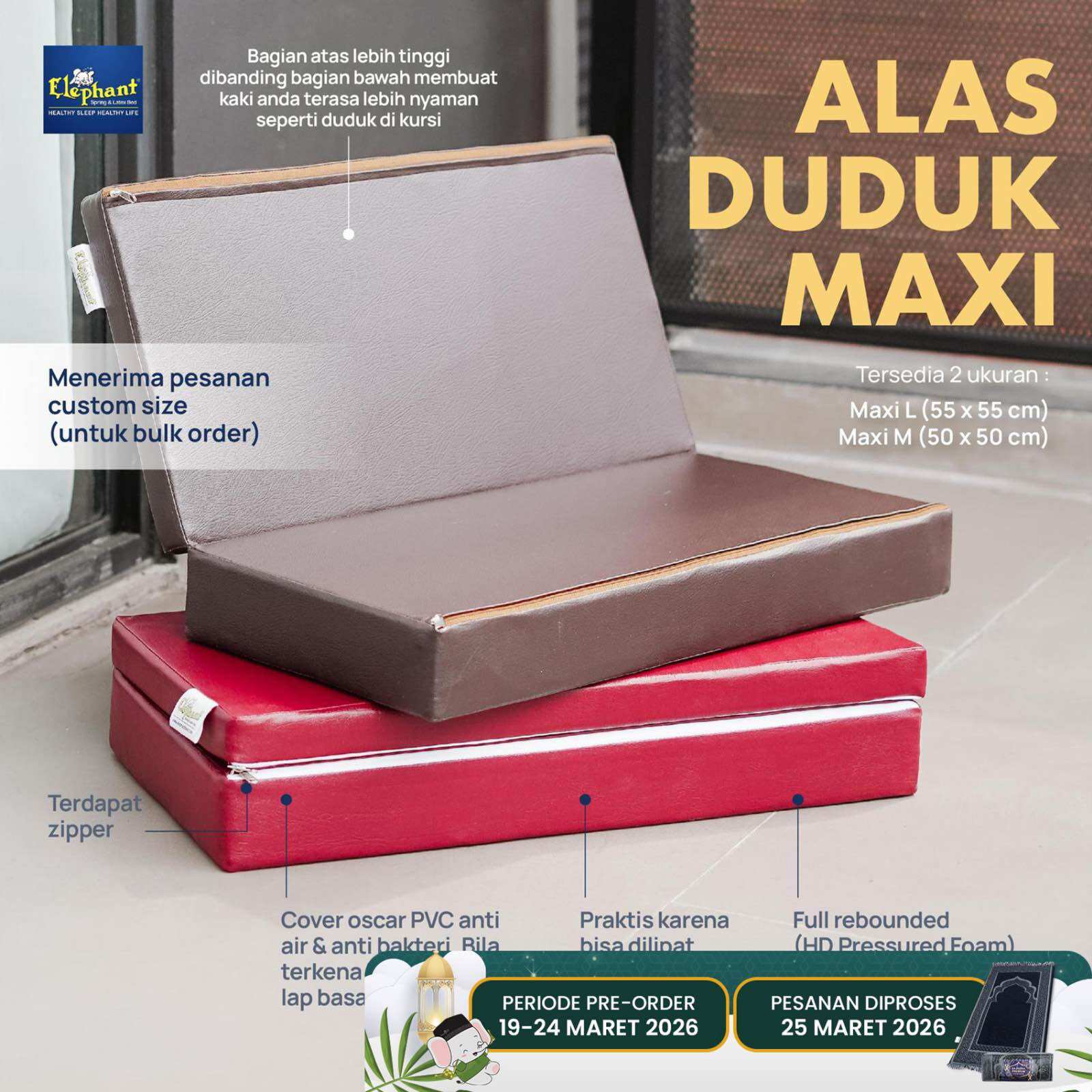 Elephant Alas Duduk Maxi L/ Cushion / Alas Meditasi Doa Yoga