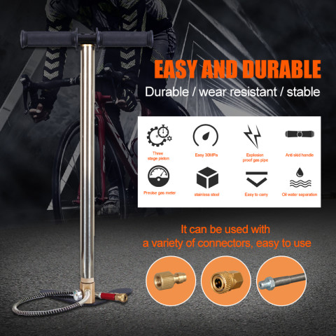 Tungsten Steel 3 Stage 4500psi Pompa Ban Motor Dan Sepeda Dan Motor Manual Tangan Pompa Pcp Angin Untuk PCP Air Kit Boat Tire Ball Image3