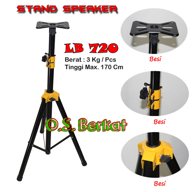 Stand Speaker LB 720 Full Besi / Tripod Spiaker 170 cm Hitam Kuning / Penopang Loudspeaker Portable Sound System