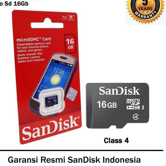 SanDisk Kartu Mem Micro SD SDHC Memory Card Class 4 - 16 GB