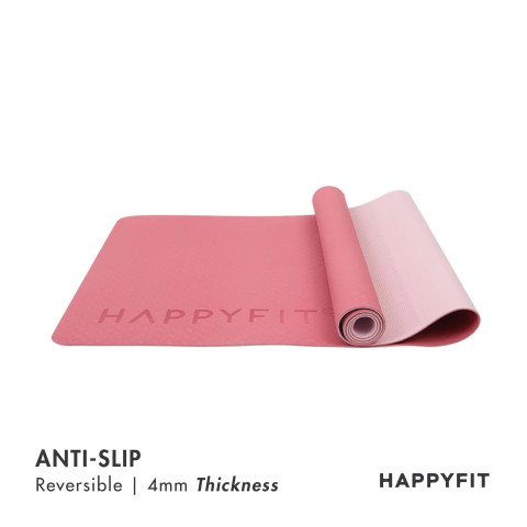 HAPPYFIT [FREE Strap] Yoga Mat Reversible TPE 4mm - Matras Yoga - Matras Olahraga Image5