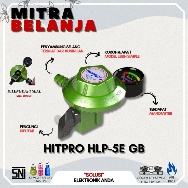 Regulator Gas Hitpro HLP 5E GB / Regulator Gas Hitpro HLP 5F GB / Kepala Gas Regulator Hitpro