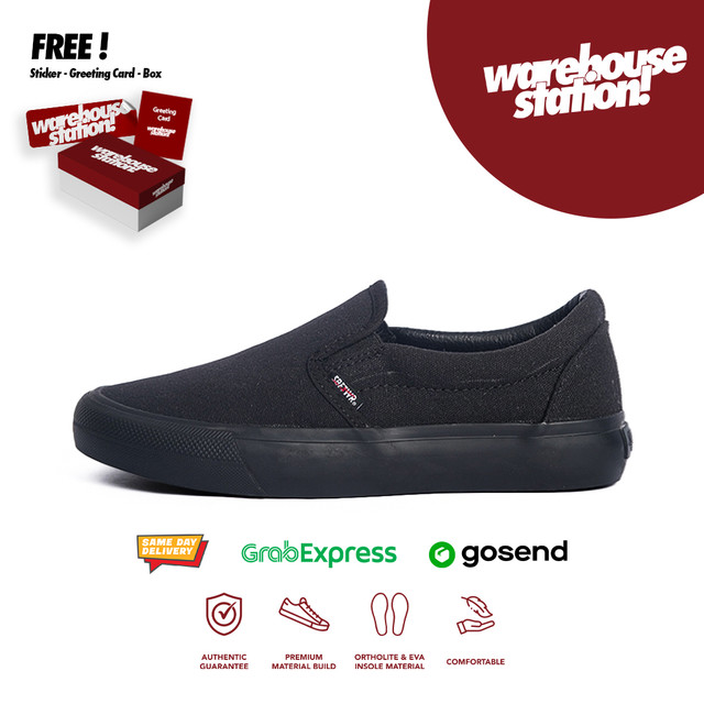 SABA Vintage Slip On All Black - Sepatu Sneakers Casual Pria Wanita Original 100% VTG 02