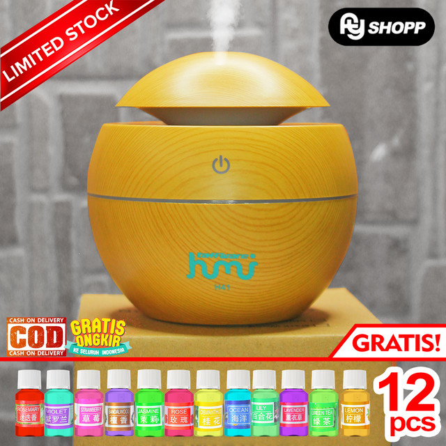 HUMIDIFIER DIFFUSER AROMA THERAPY PENGHARUM RUANGAN KAMAR OTOMATIS 130ML GRATIS 12 OIL
