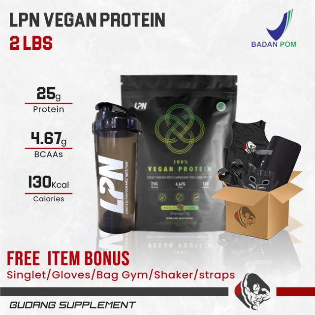 LPN 100% Vegan Protein 22lbs BPOM Halal Whey Protein Vegan Diet whey Gudang Supplement