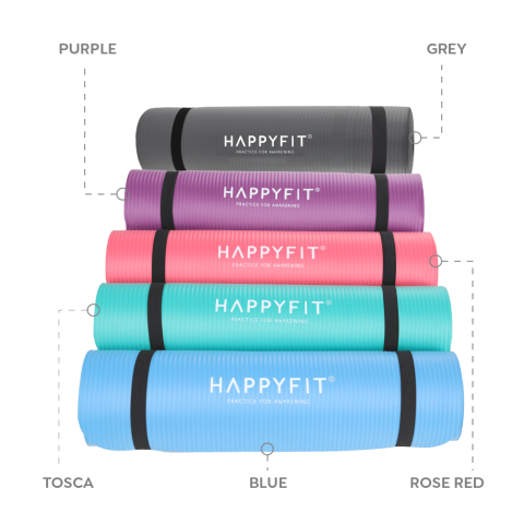 HAPPYFIT [FREE Strap] Yoga Mat Polos NBR 10mm - Matras Yoga NBR - Matras Olahraga Image4
