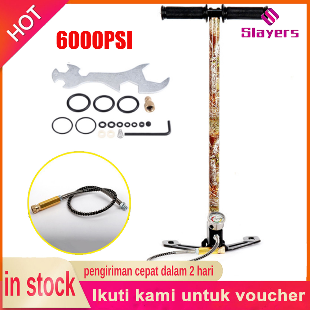 PCP Pompa Tekanan tinggi 3 Tahap 300bar 40mpa 6000psi Lipat Stainless Steel Tangan Dioperasikan Pompa Udara Untuk Sepeda Motor Mobil Airgun