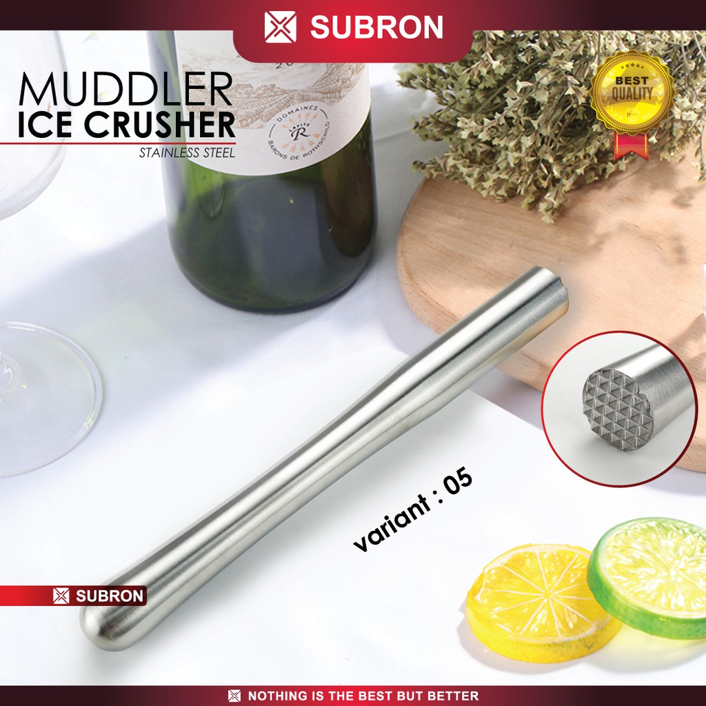 SUBRON Muddler Ice Crusher Stainless Steel Stick Alat Penghacur Es Batu Buah Kocktail Shaker