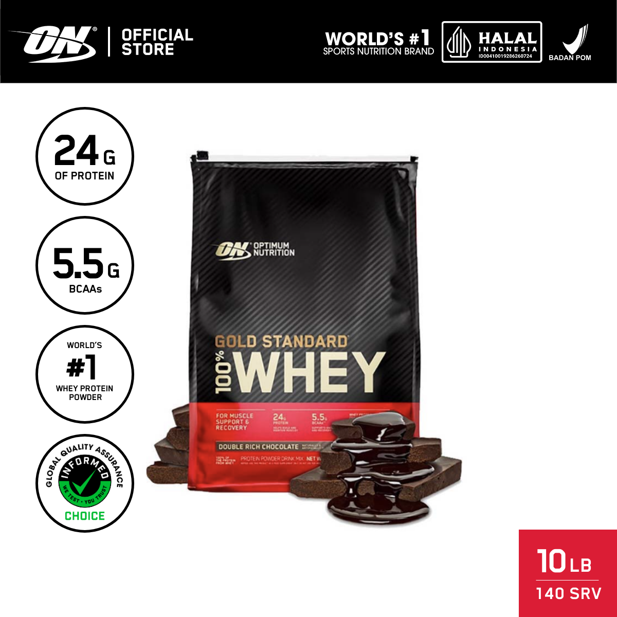 Optimum Nutrition Gold Standard 100% Whey Protein 10 lbs | Primary Source Isolate - Susu Protein / Powder / Suplemen / Gym / Muscle Protein