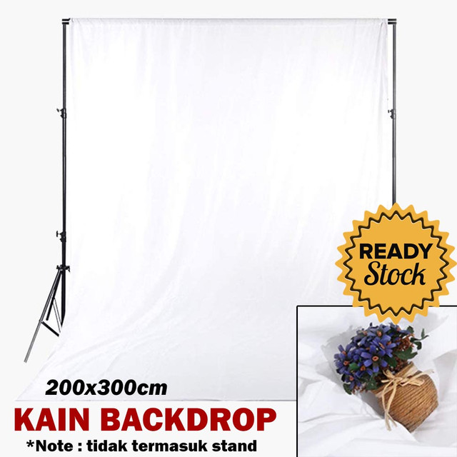Kain Background Foto Studio Backdrop 200x300 cm Black White Screen Latar Layar Belakang Video Fotoshoot Cutton Lebar