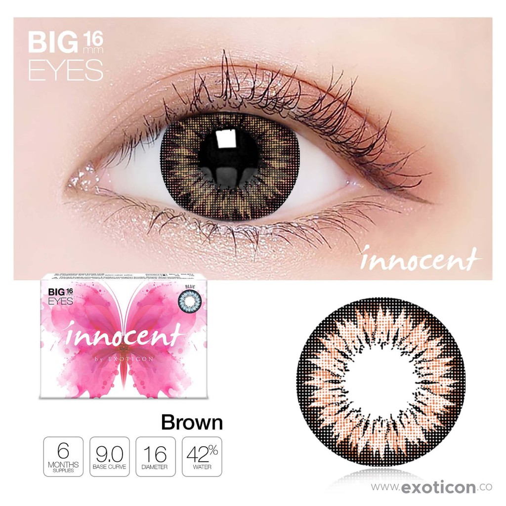 SOFTLENS X2 INNOCENT NORMAL & MINUS (-0.50 SD -6.00) MADE IN KOREA BIG EYES 16MM BY EXOTICON LENSCAS
