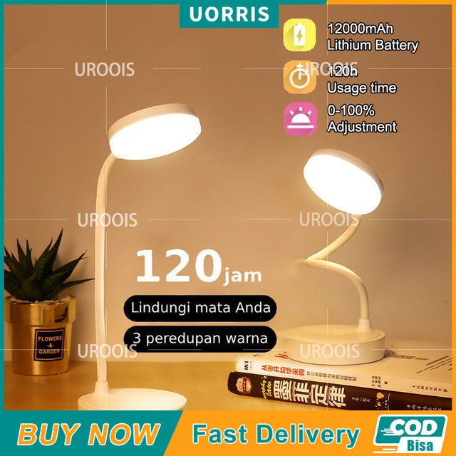 Lampu belajar tricolour sentuh 3 warna tempat pulpen Baca Meja Kerja Duduk 2000mAh Lampu Tidur Wireless Lampu