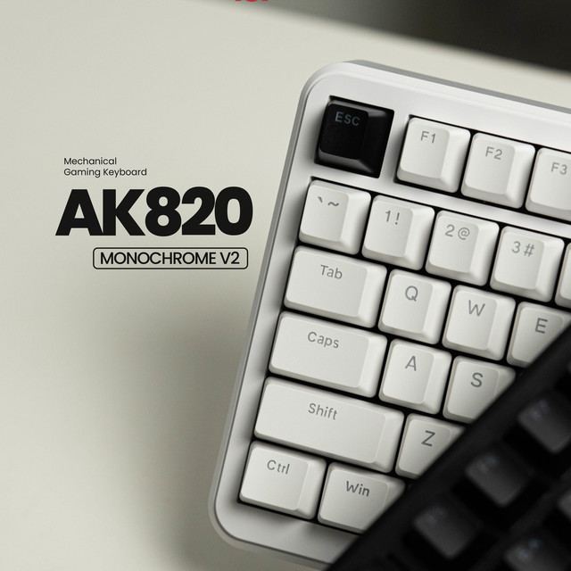 Ajazz AK820 Monochrome V2 75% Mechanical Keyboard Gaming Hotswappable With Gasket Mount