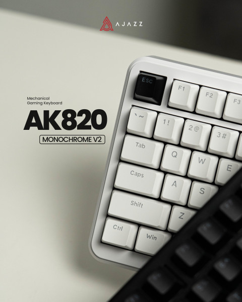 Ajazz AK820 Monochrome V2 75% Mechanical Keyboard Gaming Hotswappable With Gasket Mount