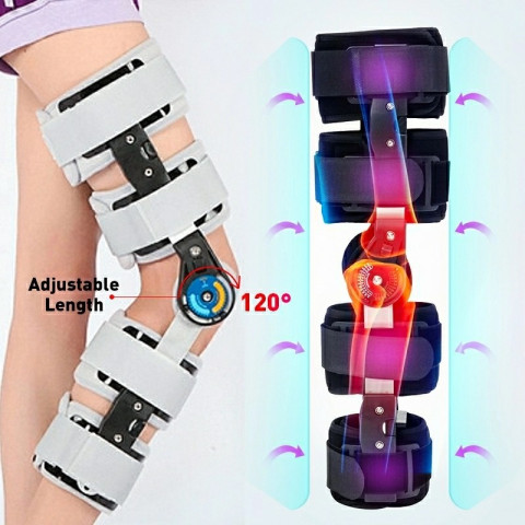Orthopedic Hinged ROM Adjustable Sports Knee Guard Brace Support Lutut Image5