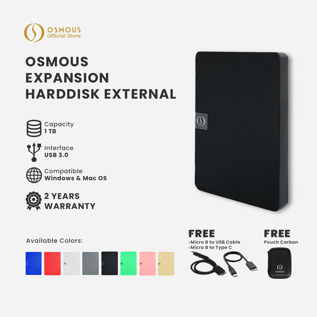Osmous Expansion Hardisk HDD External 1TB USB 3.0 Portable Storage