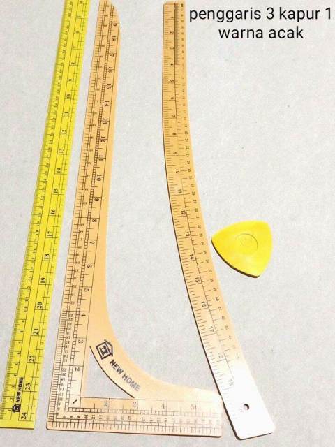 penggaris pola jahit 1 set isi 4 jenis - penggaris siku. lengkung. lurus. kapur warna acak satu ) - penggaris set kumplit - penggaris - pola jahit - jidar toko syifa toko syifa Image4